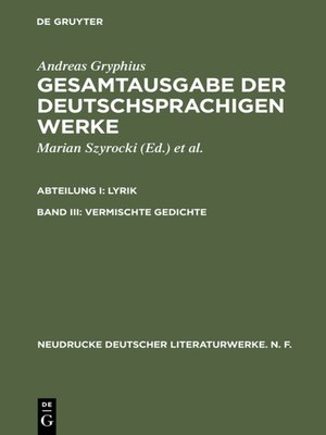 cover image of Vermischte Gedichte